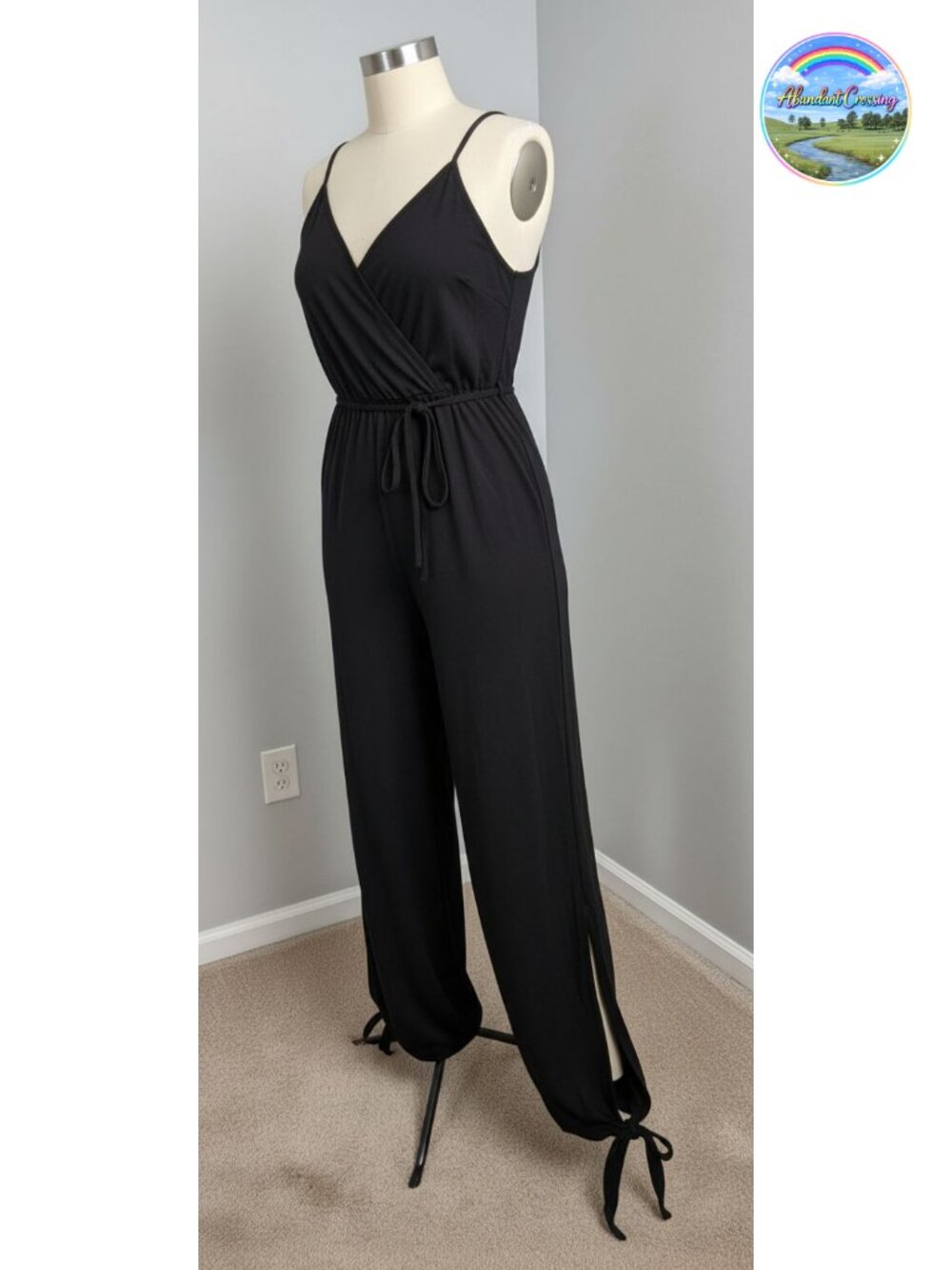 Women's V Neck Sleeveless Jumpsuit Adjustable Spaghetti Strap Wide Leg with